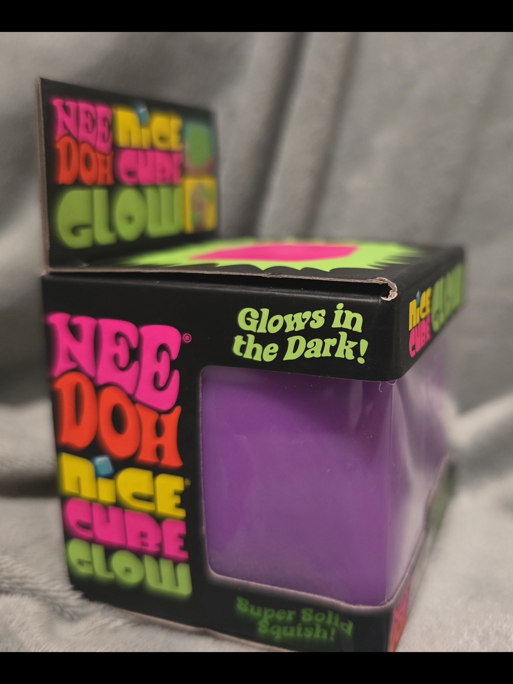 NeeDoh Nice Cube Glow Purple Super Solid Squish - Picture 3 of 3